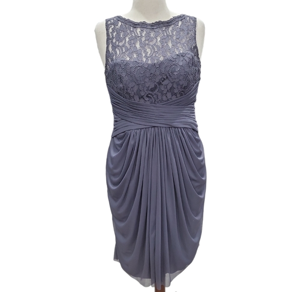 David's Bridal Dresses & Skirts - David Bridal grey floral lace bodycorn cocktail evening wedding dress, 14